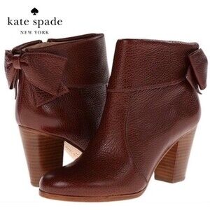 KATE SPADE NEW YORK Lanise Bow Back Bronze/Brown Booties, Sz 8.5M
